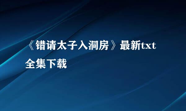 《错请太子入洞房》最新txt全集下载