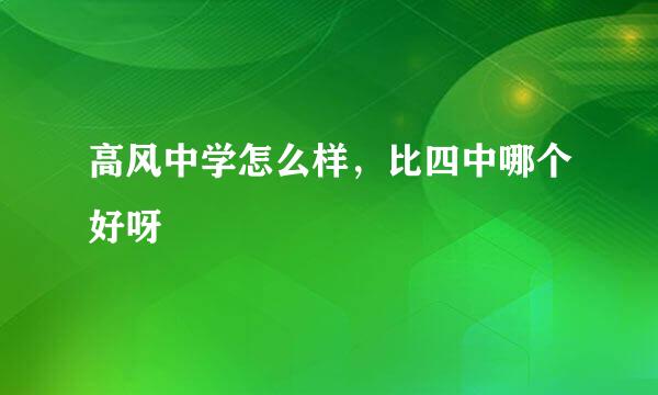 高风中学怎么样，比四中哪个好呀