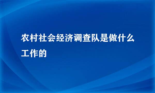 农村社会经济调查队是做什么工作的