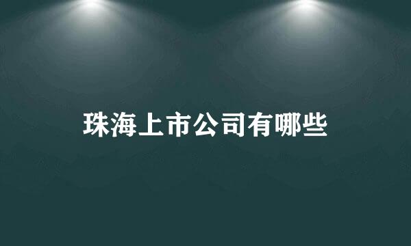 珠海上市公司有哪些