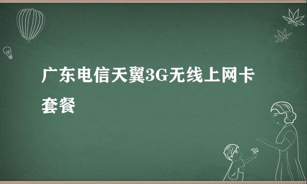 广东电信天翼3G无线上网卡套餐