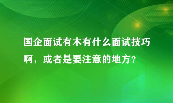 国企面试有木有什么面试技巧啊，或者是要注意的地方？