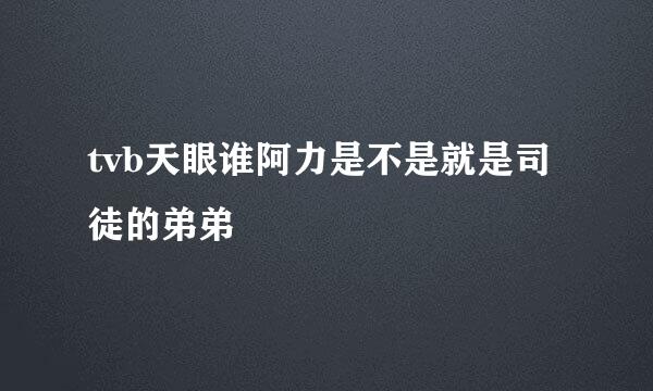 tvb天眼谁阿力是不是就是司徒的弟弟