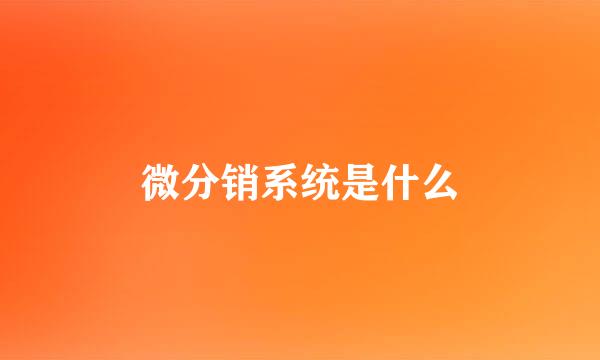 微分销系统是什么