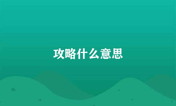 攻略什么意思