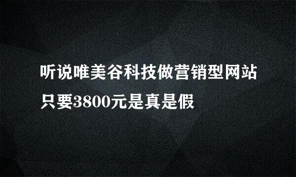 听说唯美谷科技做营销型网站只要3800元是真是假