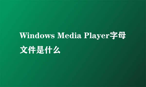 Windows Media Player字母文件是什么