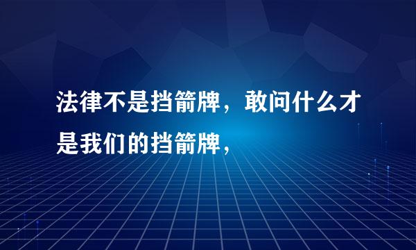 法律不是挡箭牌，敢问什么才是我们的挡箭牌，