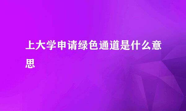 上大学申请绿色通道是什么意思