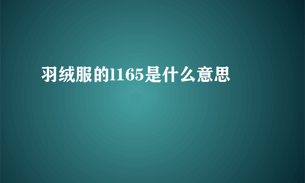 羽绒服的l165是什么意思