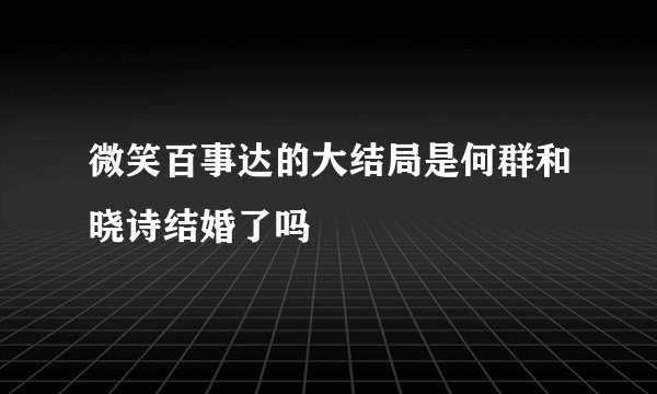 微笑百事达的大结局是何群和晓诗结婚了吗