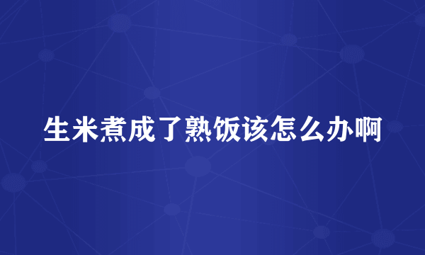 生米煮成了熟饭该怎么办啊