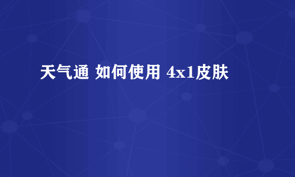 天气通 如何使用 4x1皮肤