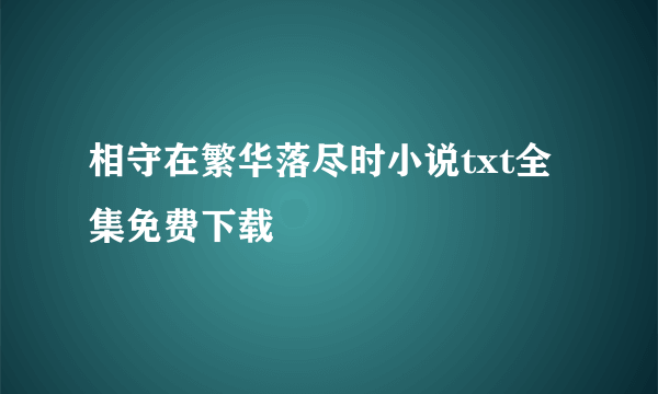 相守在繁华落尽时小说txt全集免费下载