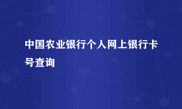 中国农业银行个人网上银行卡号查询