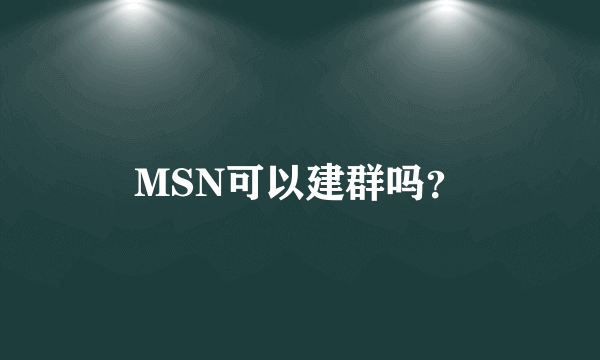 MSN可以建群吗？