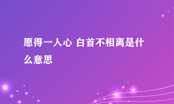 愿得一人心 白首不相离是什么意思