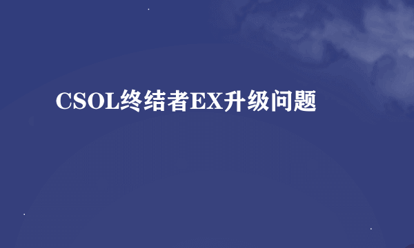 CSOL终结者EX升级问题