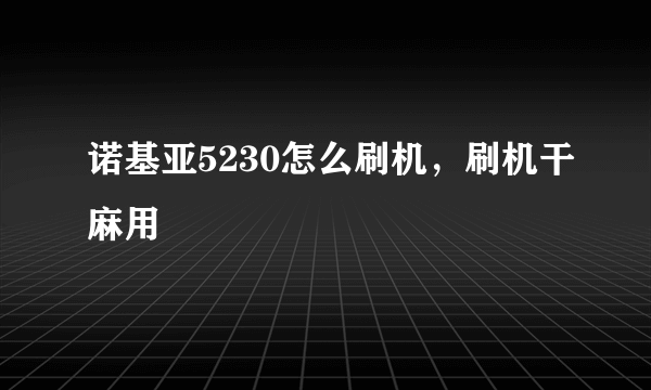 诺基亚5230怎么刷机，刷机干麻用