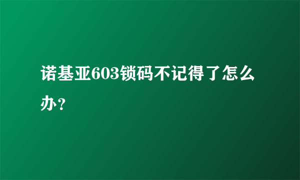 诺基亚603锁码不记得了怎么办？