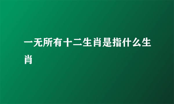 一无所有十二生肖是指什么生肖