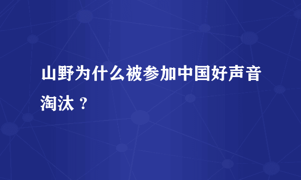 山野为什么被参加中国好声音淘汰 ?