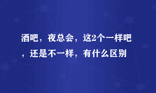 酒吧，夜总会，这2个一样吧，还是不一样，有什么区别