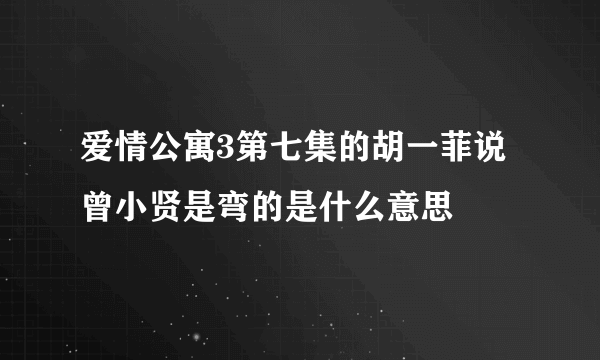 爱情公寓3第七集的胡一菲说曾小贤是弯的是什么意思