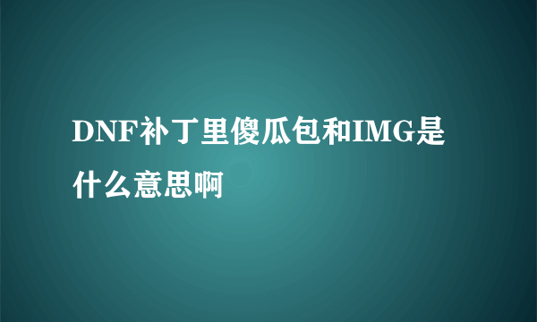 DNF补丁里傻瓜包和IMG是什么意思啊