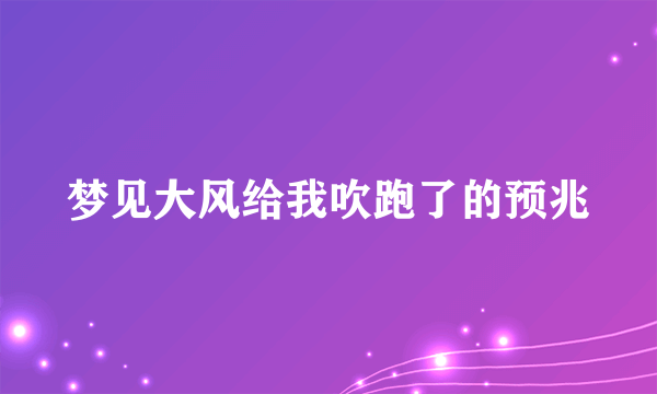 梦见大风给我吹跑了的预兆