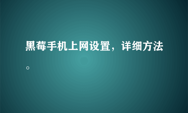 黑莓手机上网设置，详细方法。