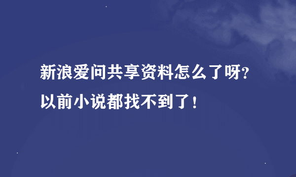 新浪爱问共享资料怎么了呀？以前小说都找不到了！