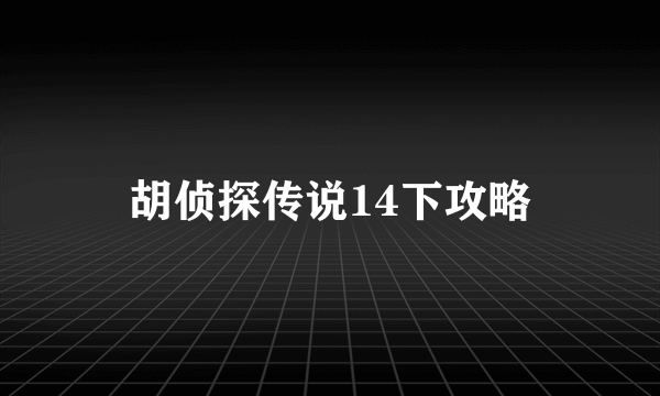 胡侦探传说14下攻略