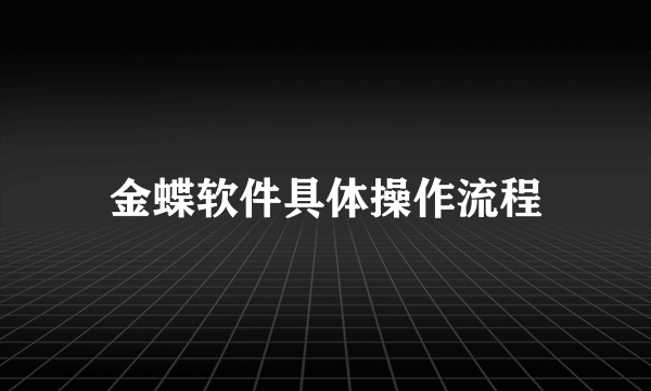 金蝶软件具体操作流程