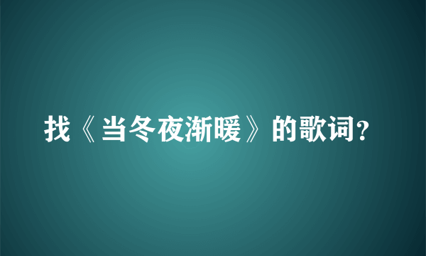 找《当冬夜渐暖》的歌词？