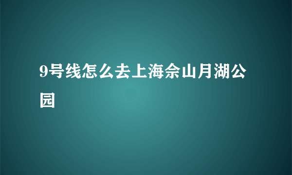 9号线怎么去上海佘山月湖公园