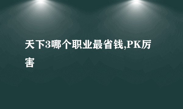 天下3哪个职业最省钱,PK厉害