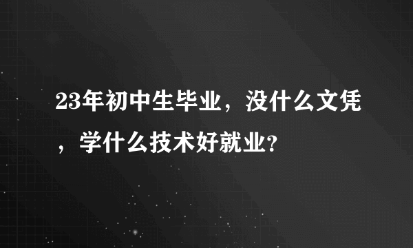 23年初中生毕业，没什么文凭，学什么技术好就业？