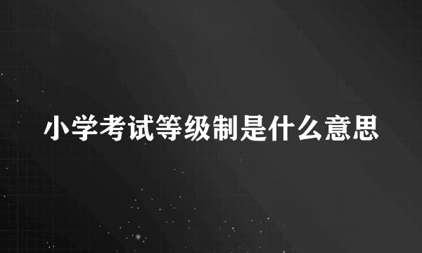 小学考试等级制是什么意思