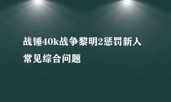 战锤40k战争黎明2惩罚新人常见综合问题