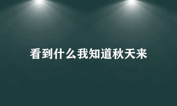 看到什么我知道秋天来