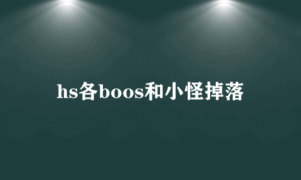 hs各boos和小怪掉落