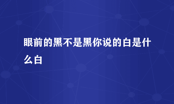 眼前的黑不是黑你说的白是什么白