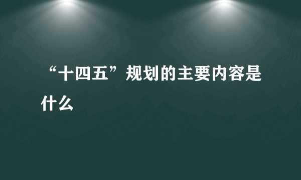 “十四五”规划的主要内容是什么