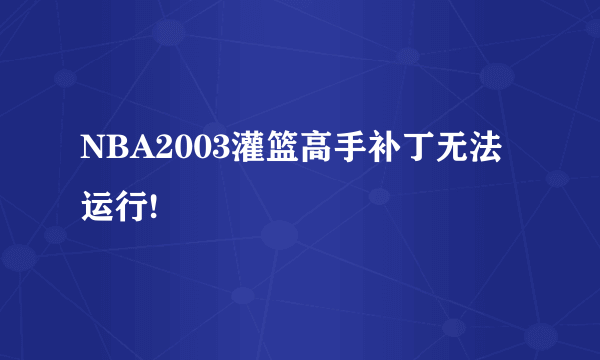 NBA2003灌篮高手补丁无法运行!