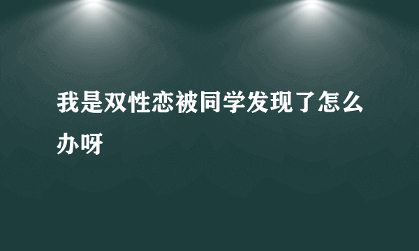 我是双性恋被同学发现了怎么办呀