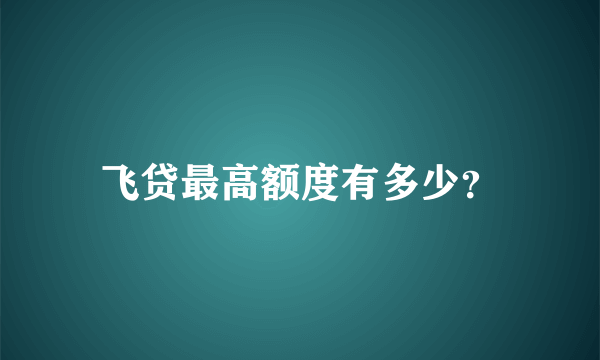 飞贷最高额度有多少？