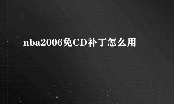 nba2006免CD补丁怎么用