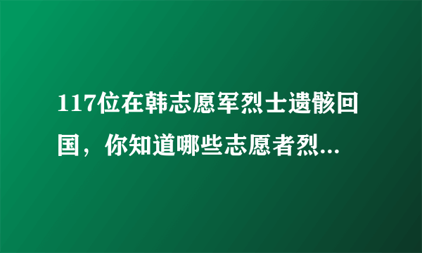 117位在韩志愿军烈士遗骸回国，你知道哪些志愿者烈士故事？