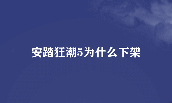 安踏狂潮5为什么下架